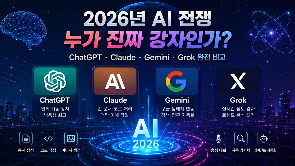 AI 비교｜2026 ChatGPT·Claude·Gemini·Grok 완전 분석