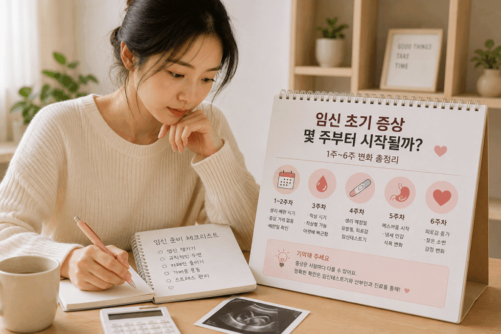 임신 초기 증상, 임신 몇 주, 임신테스트기