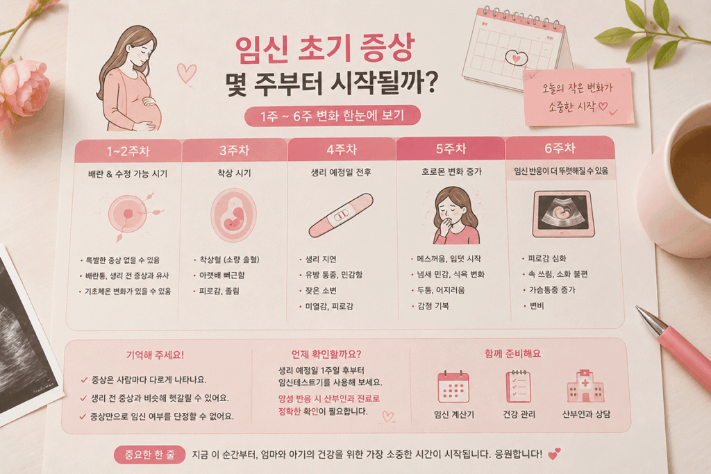 임신 초기 증상, 임신 몇 주, 임신테스트기