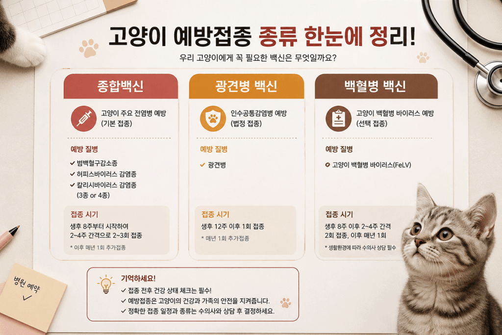 고양이 예방접종 비용, 고양이 종합백신