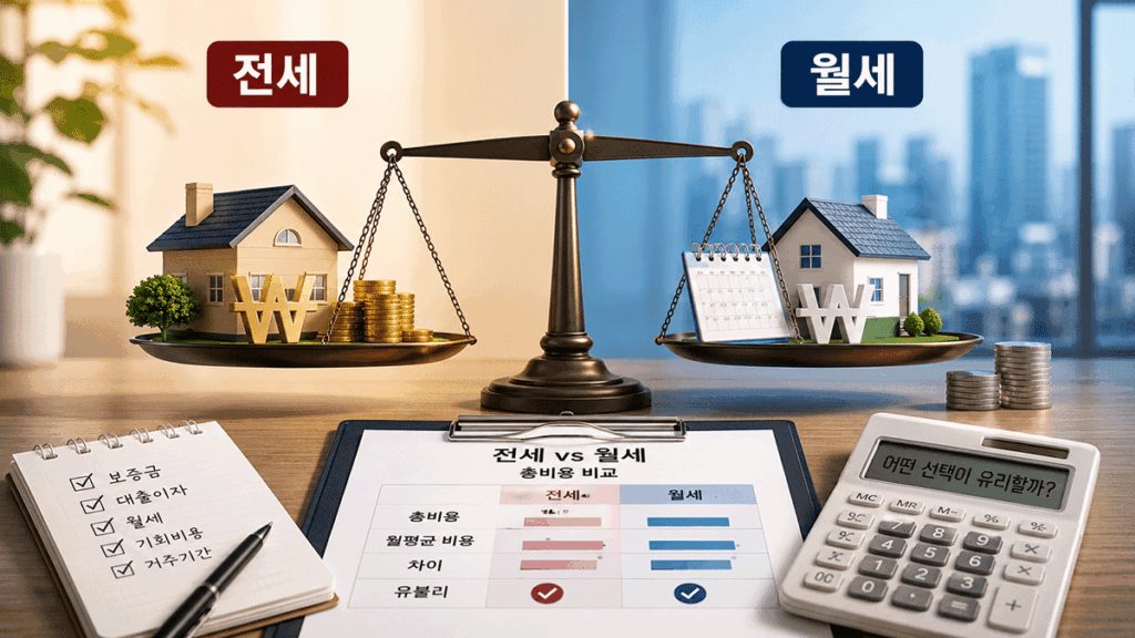 전월세 비교 계산기｜전세 vs 월세 뭐가 유리할까? 2026 실전 가이드