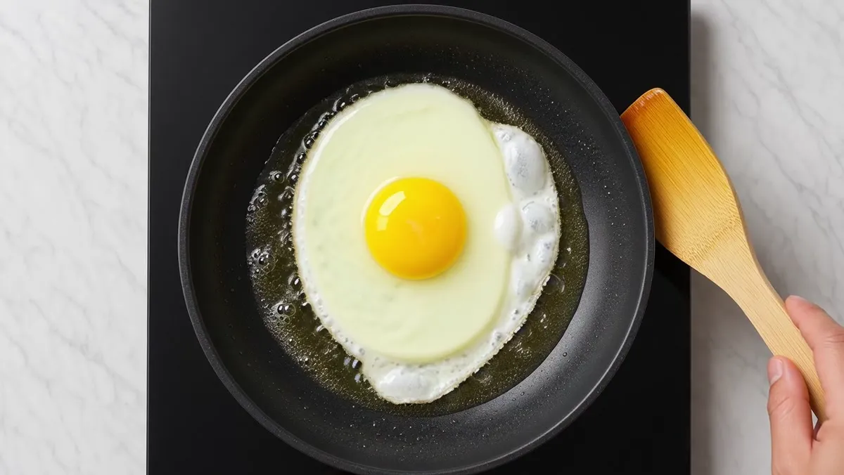 sunny-side up egg fried with a runny yolk for a bibimbap recipe