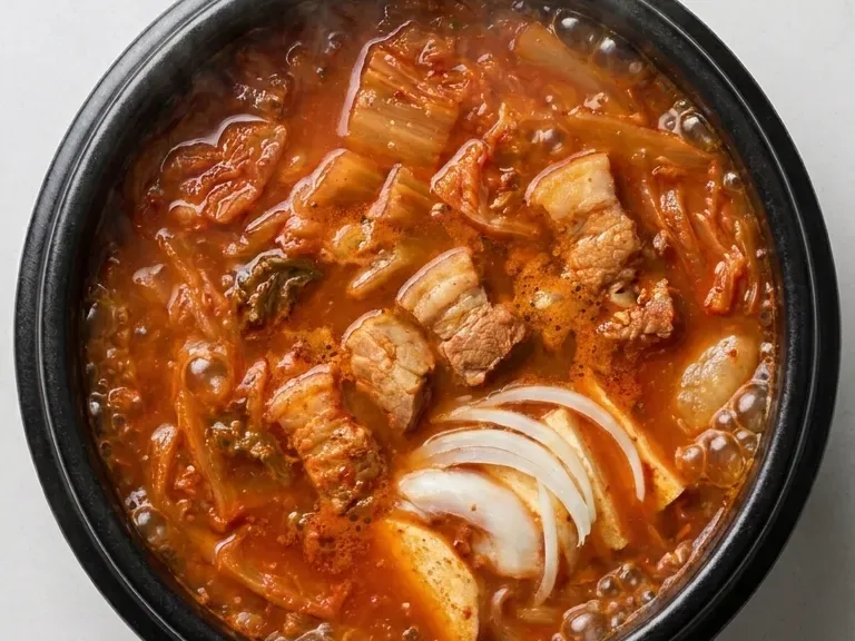 boiling kimchi stew broth