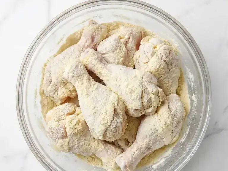 Chicken drumettes coated in Korean frying mix for yangnyeom chicken recipe
