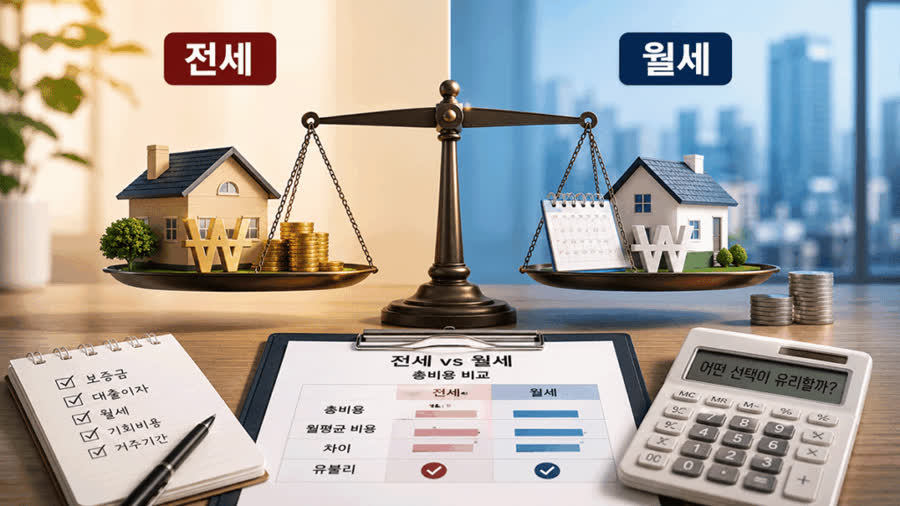 전월세 비교 계산기｜전세 vs 월세 뭐가 유리할까? 2026 실전 가이드