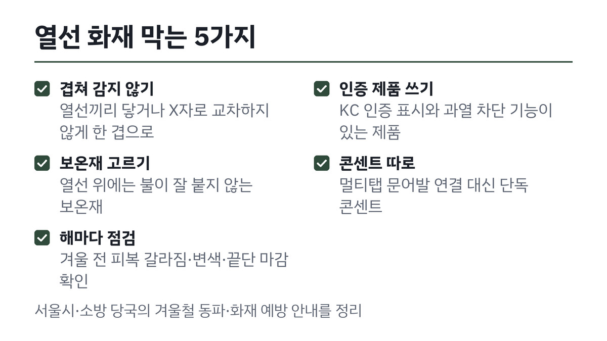 동파방지 열선 화재를 막는 설치와 관리 수칙 체크리스트