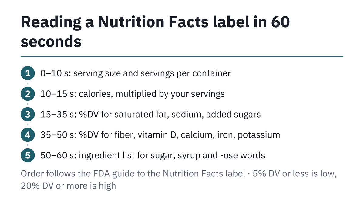 The 60-second order for reading a nutrition label