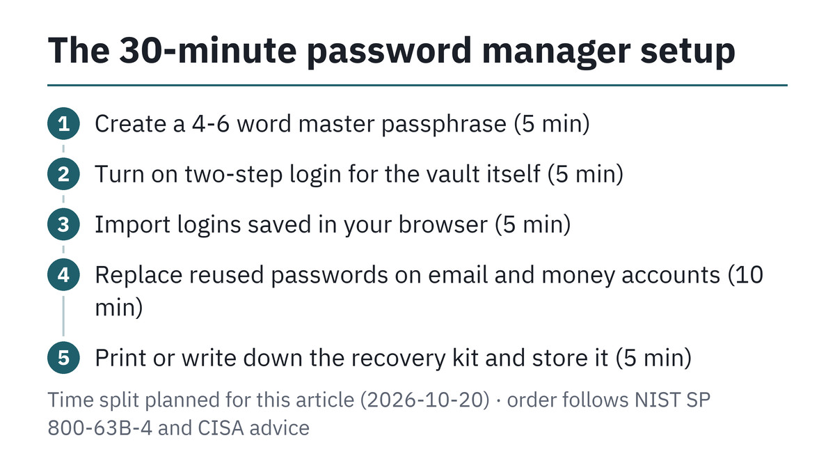 Password manager setup: five steps in 30 minutes